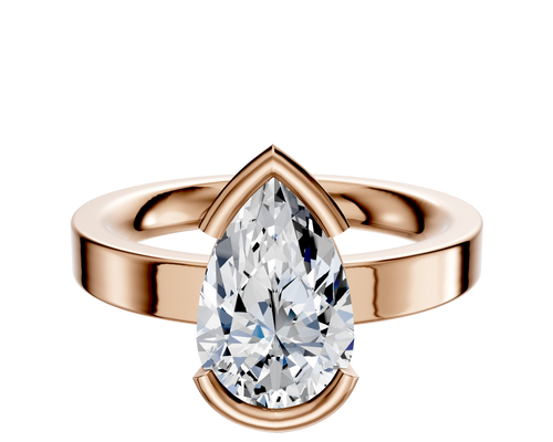 18K Rose Gold Bezel Half Bezel East/West Classic Flat 3.0mm Engagement Ring