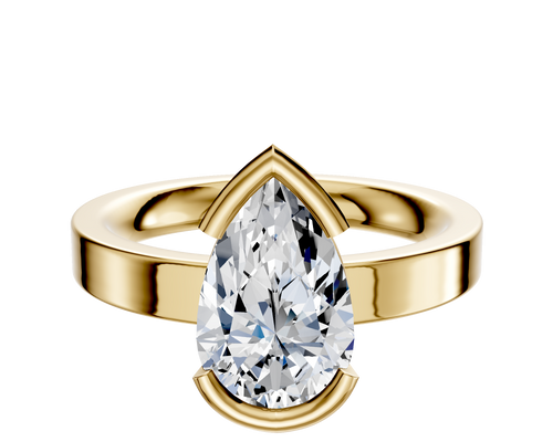 18K Yellow Gold Bezel Half Bezel East/West Classic Flat 3.0mm Engagement Ring