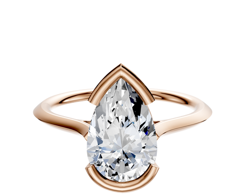 14K Rose Gold Bezel Half Bezel East/West Cathedral Knife Edge 1.5mm Engagement Ring