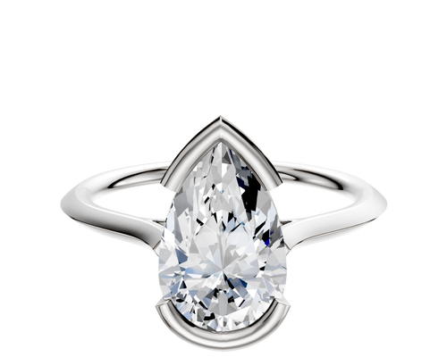 14K White Gold Bezel Half Bezel East/West Cathedral Knife Edge 1.5mm Engagement Ring