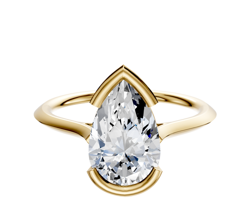 14K Yellow Gold Bezel Half Bezel East/West Cathedral Knife Edge 1.5mm Engagement Ring