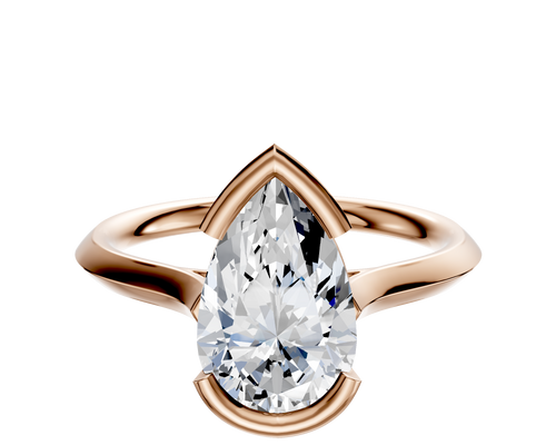 14K Rose Gold Bezel Half Bezel East/West Cathedral Knife Edge 2.0mm Engagement Ring