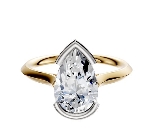 14K Two Tone Bezel Half Bezel East/West Cathedral Knife Edge 2.0mm Engagement Ring