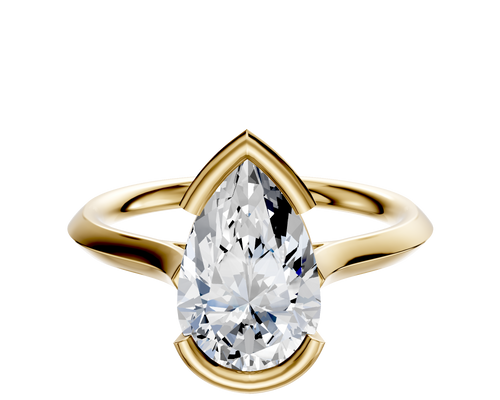 18K Yellow Gold Bezel Half Bezel East/West Cathedral Knife Edge 2.0mm Engagement Ring