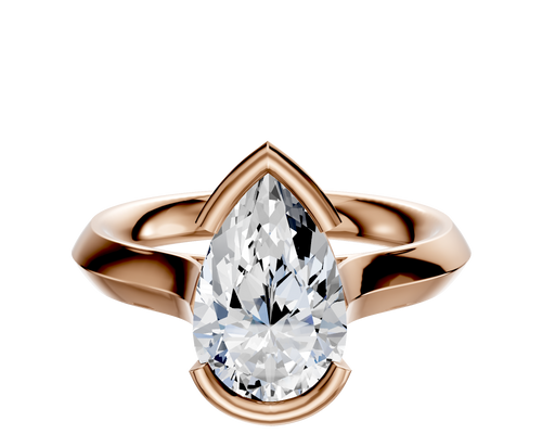 14K Rose Gold Bezel Half Bezel East/West Cathedral Knife Edge 3.0mm Engagement Ring
