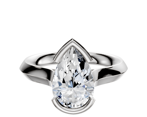 Platinum Bezel Half Bezel East/West Cathedral Knife Edge 3.0mm Engagement Ring