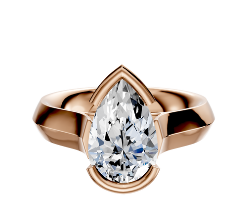 18K Rose Gold Bezel Half Bezel East/West Cathedral Knife Edge 4.0mm Engagement Ring