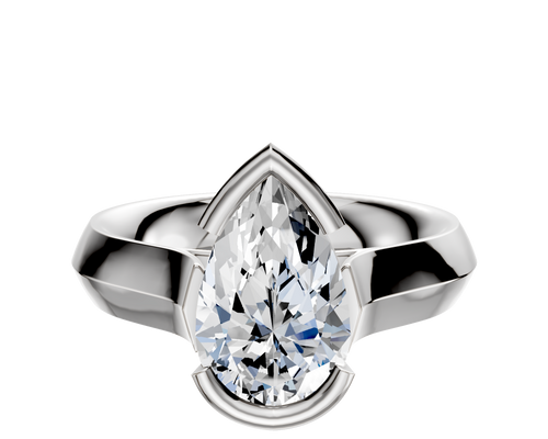 14K White Gold Bezel Half Bezel East/West Cathedral Knife Edge 4.0mm Engagement Ring