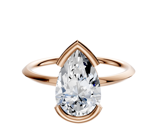 14K Rose Gold Bezel Half Bezel East/West Classic Knife Edge 1.5mm Engagement Ring