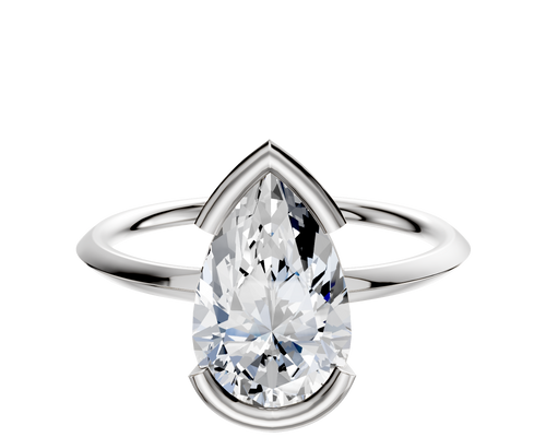 14K White Gold Bezel Half Bezel East/West Classic Knife Edge 1.5mm Engagement Ring
