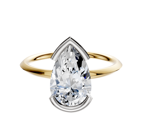 18K Two Tone Bezel Half Bezel East/West Classic Knife Edge 1.5mm Engagement Ring