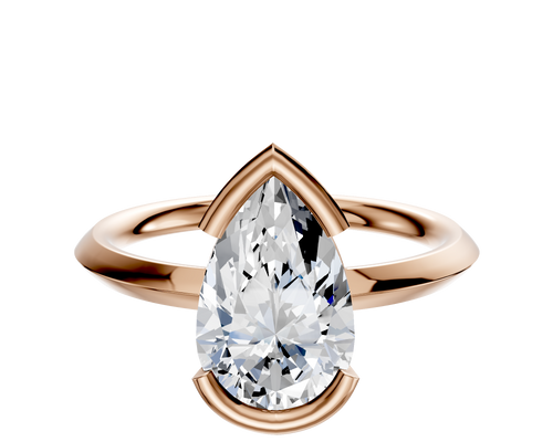 14K Rose Gold Bezel Half Bezel East/West Classic Knife Edge 2.0mm Engagement Ring