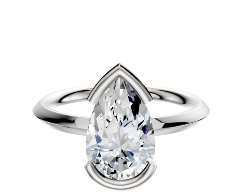 14K White Gold Bezel Half Bezel East/West Classic Knife Edge 2.0mm Engagement Ring