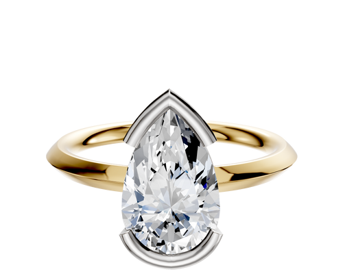 14K Two Tone Bezel Half Bezel East/West Classic Knife Edge 2.0mm Engagement Ring