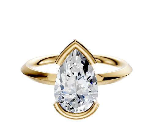18K Yellow Gold Bezel Half Bezel East/West Classic Knife Edge 2.0mm Engagement Ring