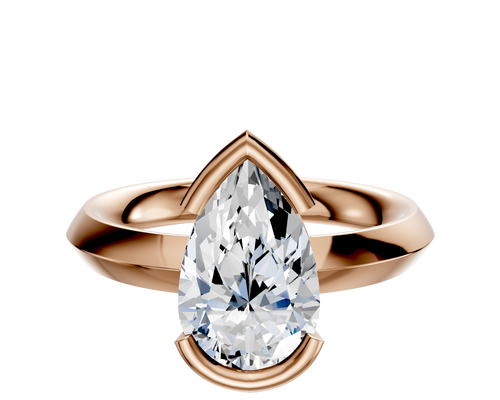 18K Rose Gold Bezel Half Bezel East/West Classic Knife Edge 3.0mm Engagement Ring
