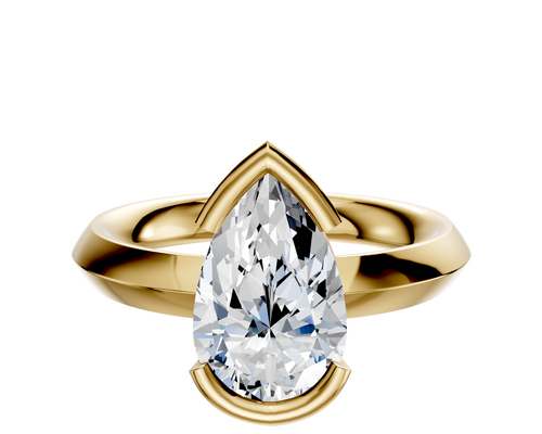 18K Yellow Gold Bezel Half Bezel East/West Classic Knife Edge 3.0mm Engagement Ring