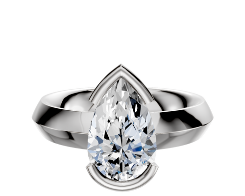 14K White Gold Bezel Half Bezel East/West Classic Knife Edge 4.0mm Engagement Ring
