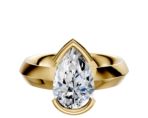 14K Yellow Gold Bezel Half Bezel East/West Classic Knife Edge 4.0mm Engagement Ring