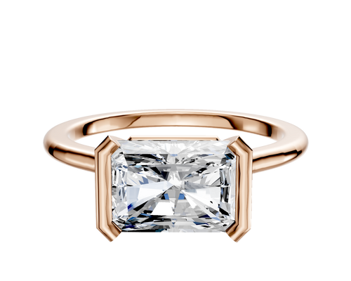 14K Rose Gold Bezel Half Bezel East/West Cathedral Dome 1.5mm Engagement Ring