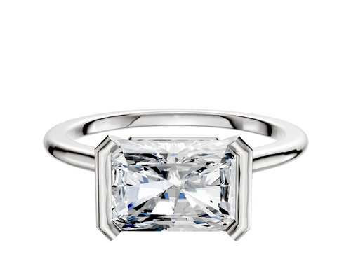Platinum Bezel Half Bezel East/West Cathedral Dome 1.5mm Engagement Ring