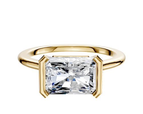 14K Yellow Gold Bezel Half Bezel East/West Cathedral Dome 1.5mm Engagement Ring