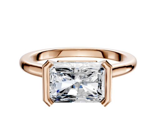 18K Rose Gold Bezel Half Bezel East/West Cathedral Dome 2.0mm Engagement Ring