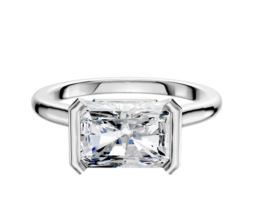 18K White Gold Bezel Half Bezel East/West Cathedral Dome 2.0mm Engagement Ring
