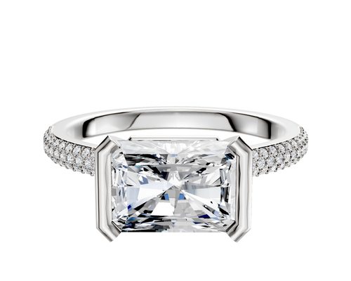 Platinum Bezel Half Bezel East/West Cathedral Dome 3-Row-Pave 2.0mm Engagement Ring