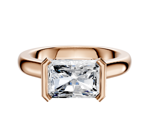 14K Rose Gold Bezel Half Bezel East/West Cathedral Dome 3.0mm Engagement Ring