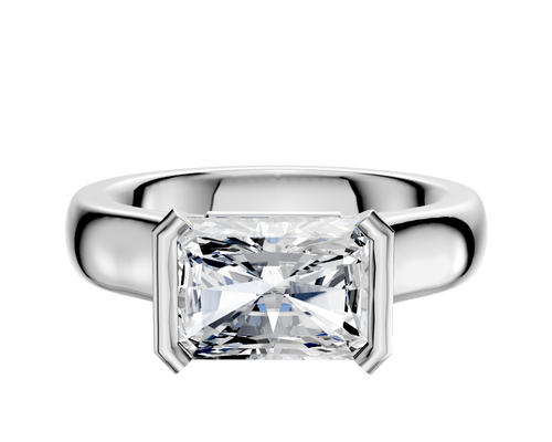 14K White Gold Bezel Half Bezel East/West Cathedral Dome 4.0mm Engagement Ring