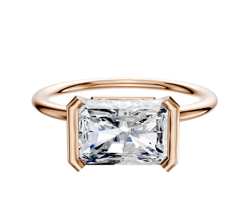 14K Rose Gold Bezel Half Bezel East/West Classic Dome 1.5mm Engagement Ring