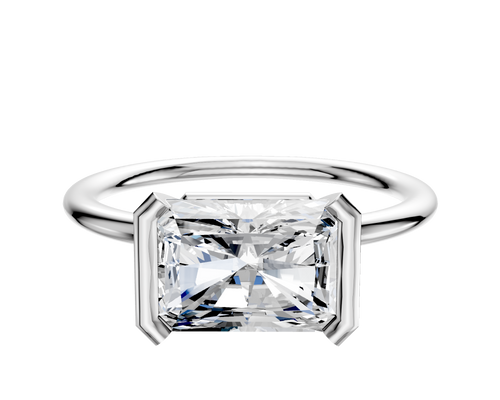 Platinum Bezel Half Bezel East/West Classic Dome 1.5mm Engagement Ring