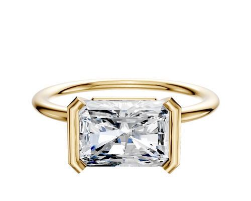 18K Yellow Gold Bezel Half Bezel East/West Classic Dome 1.5mm Engagement Ring