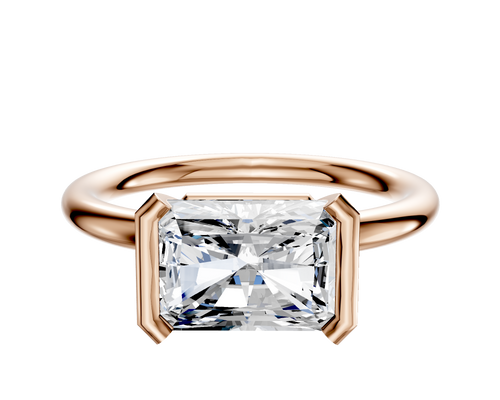 14K Rose Gold Bezel Half Bezel East/West Classic Dome 2.0mm Engagement Ring