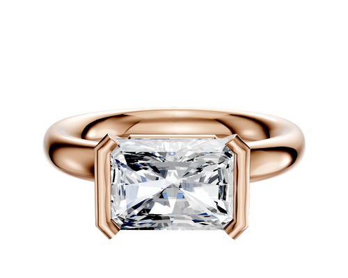 14K Rose Gold Bezel Half Bezel East/West Classic Dome 3.0mm Engagement Ring