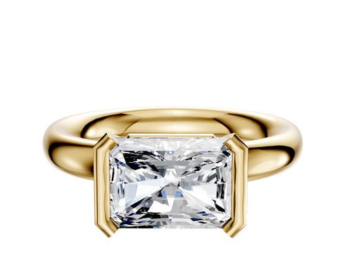 18K Yellow Gold Bezel Half Bezel East/West Classic Dome 3.0mm Engagement Ring