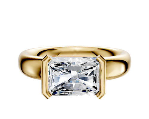 18K Yellow Gold Bezel Half Bezel East/West Classic Dome 4.0mm Engagement Ring