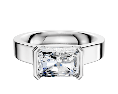 Platinum Bezel Half Bezel East/West Cathedral Flat 4.0mm Engagement Ring