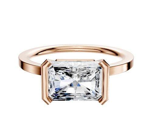 18K Rose Gold Bezel Half Bezel East/West Classic Flat 1.5mm Engagement Ring