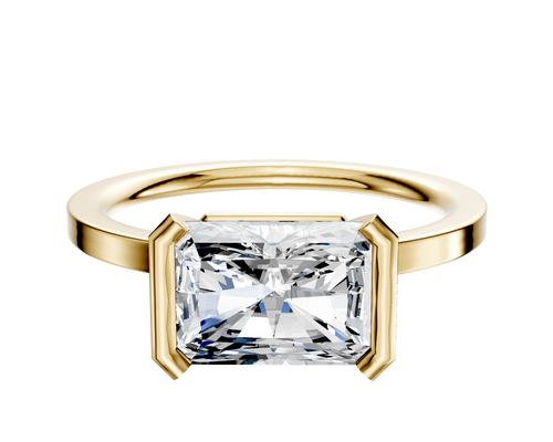 14K Yellow Gold Bezel Half Bezel East/West Classic Flat 1.5mm Engagement Ring