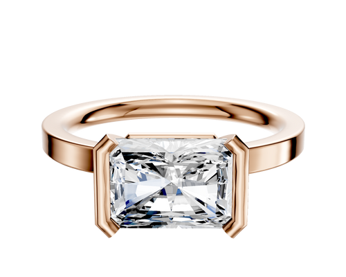 14K Rose Gold Bezel Half Bezel East/West Classic Flat 2.0mm Engagement Ring