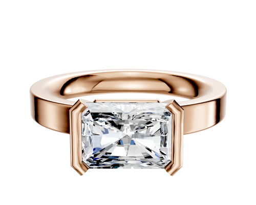 14K Rose Gold Bezel Half Bezel East/West Classic Flat 3.0mm Engagement Ring