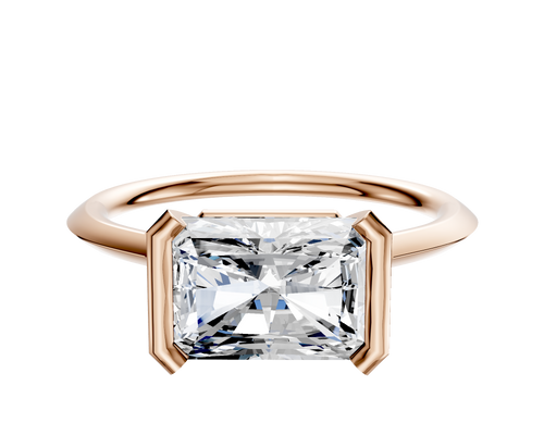 18K Rose Gold Bezel Half Bezel East/West Cathedral Knife Edge 1.5mm Engagement Ring