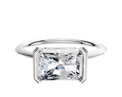 14K White Gold Bezel Half Bezel East/West Cathedral Knife Edge 1.5mm Engagement Ring