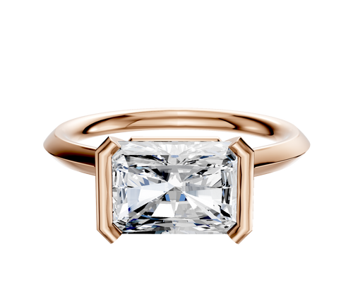 18K Rose Gold Bezel Half Bezel East/West Cathedral Knife Edge 2.0mm Engagement Ring