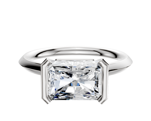 Platinum Bezel Half Bezel East/West Cathedral Knife Edge 2.0mm Engagement Ring