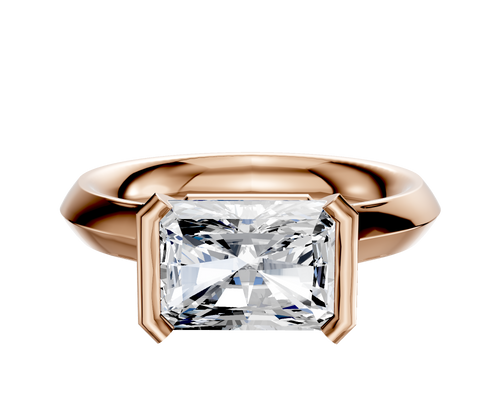 18K Rose Gold Bezel Half Bezel East/West Cathedral Knife Edge 3.0mm Engagement Ring