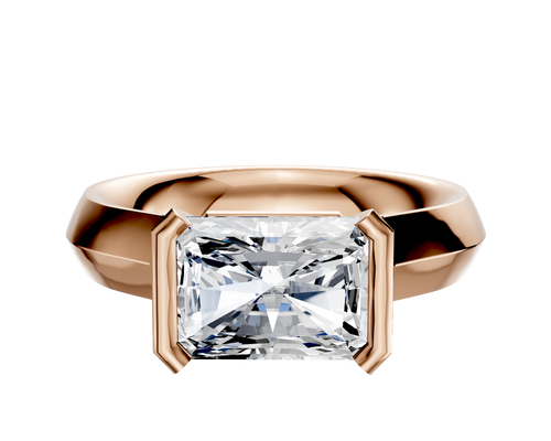 14K Rose Gold Bezel Half Bezel East/West Cathedral Knife Edge 4.0mm Engagement Ring