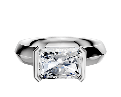 Platinum Bezel Half Bezel East/West Cathedral Knife Edge 4.0mm Engagement Ring
